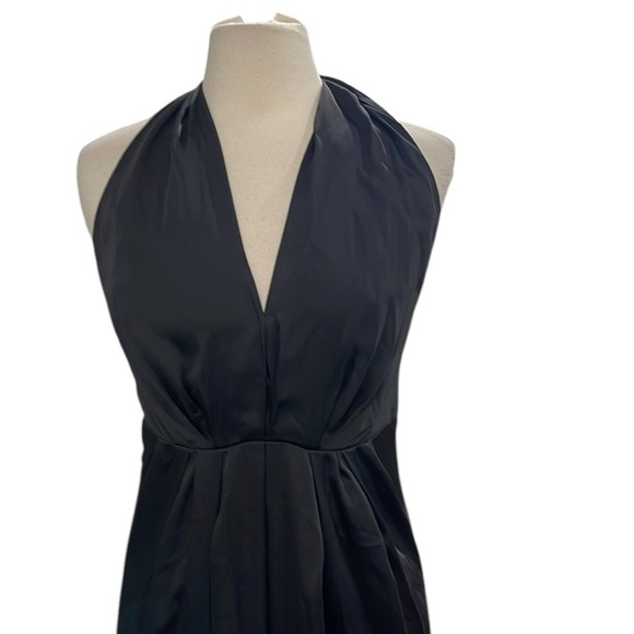 NWT Jill Stuart Halter Deep Vee Low Back Charmeuse Evening Gown SZ 6 Black - Picture 6 of 12
